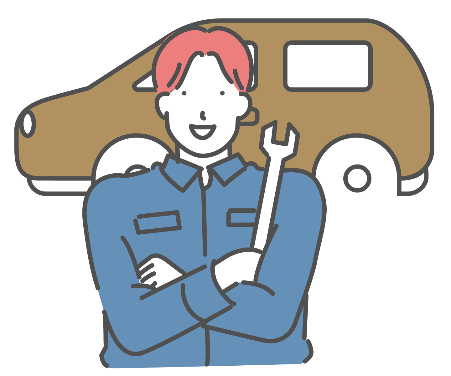 nishiの整備士が車検で立ち会います。
